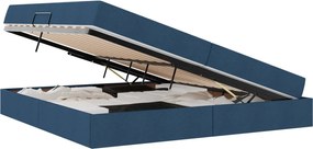 vidaXL Pat cu saltea și spațiu de depozitare albastru 200 x 200 cm
