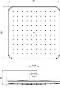 BORO Dispersor fix - patrat - finisaj negru NER_N38K