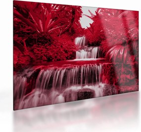 Tablou pe sticlă - Cascade indoneziene în roșu (70x50 cm)