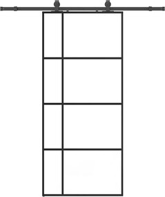 vidaXL Ușă glisantă cu set de feronerie neagră 90x205 cm Sticlă ESG
