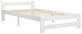 3060468 vidaXL Cadru de pat cu 2 sertare, alb, 90x200 cm, lemn masiv pin