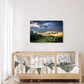 Tablou cu peisaj și raze de soare (90x60 cm)