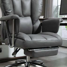 HOMCOM Scaun de birou ergonomic, tapițat, cu suport pentru picioare, spătar reglabil, rotativ la 360°, Gri închis | Aosom Romania