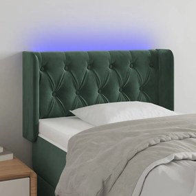 vidaXL Tăblie de pat cu LED, verde închis, 83x16x78/88 cm, catifea