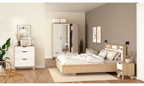 Comodă albă-în culoare naturală cu aspect de lemn de stejar 79x92x40 cm Ikast – Tvilum