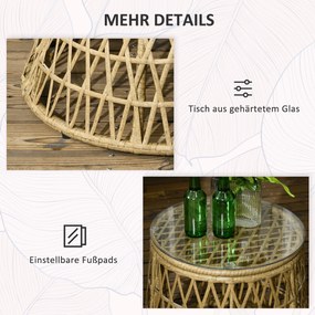 Outsunny Set de bistro pentru balcon, set de terasă, set rezistent la intemperii, perne detașabile, 85 cm x 70 cm x 82 cm, Natural + Maro deschis | Aosom Romania