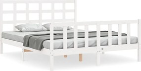 vidaXL Cadru de pat fără saltea, alb, 160x200 cm, lemn masiv pin