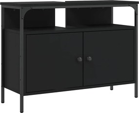 vidaXL Dulap pentru chiuvetă baie, negru, 80x30x60 cm, lemn prelucrat