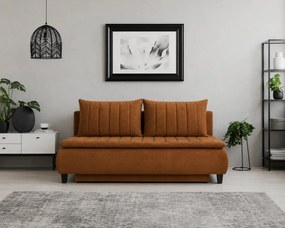 Canapea extensibila HARRY, stofa catifelata maro - Element 07, cu lada
