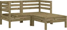 vidaXL Canapea de grădină 2 locuri/taburet, lemn de pin tratat