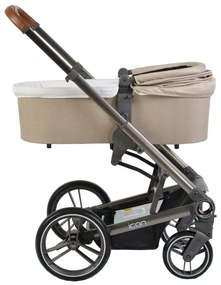 Carucior nou nascuti 3 in 1 NOVOKIDS™ Icon , Cadru Aluminiu, Maner piele, Roti din spuma PU, Geanta bebe, Landou, Scoica auto, Spatar reglabil 3