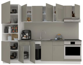 Set Bucatarie Karo V24, Gri Lucios/Alb, MDF, Blat Thermo 28 mm, L 280 cm