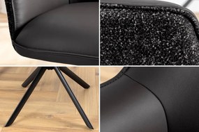 Set 2 scaune Pivotante, Piele Naturala LE GRAND negru