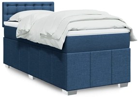 vidaXL Pat box spring cu saltea, albastru, 80x200 cm, textil