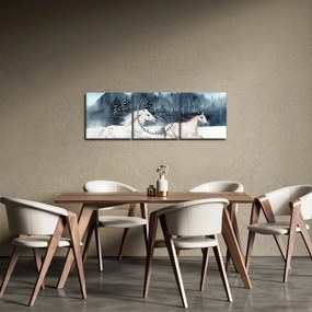 Tablou cu caii pictați (cu ceas) (90x30 cm)