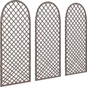 Outsunny Set de 3 spalieri de grădină din nuiele împletite Panou Arc pentru Plante cățărătoare 43 x 2 x 112 cm, efect lemn natural | Aosom Romania