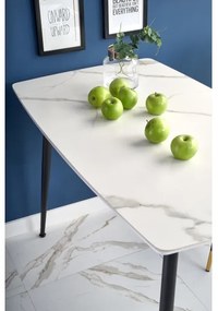 Masă de dining ALARA, finisaj marmură albă/negru
