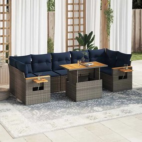 vidaXL Set canapele de grădină cu perne, 8 piese, gri, poliratan