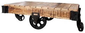 Masuta industrial style din lemn cu roti din metal Railway A-36788 VC