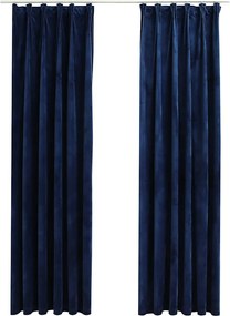 vidaXL Draperii opace 2 buc. albastru închis 140x245cm catifea cârlige