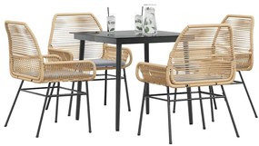 vidaXL Set mobilier de grădină cu perne 5 piese maro sticlă polirattan