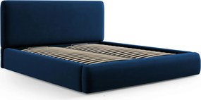 Pat tapitat cu tablie si lada depozitare, Colonel, Cosmopolitan Design, 160x200 cm, catifea, albastru royal