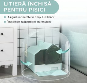 PawHut Litiera pentru Pisici Inchisa cu Capac si Tava Detasabila | Aosom Romania
