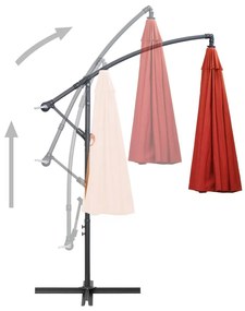Umbrela de soare suspendata, caramiziu, 3 m, stalp de aluminiu Terracota