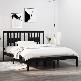 3104067 vidaXL Cadru de pat, negru, 140x200 cm, lemn masiv de pin