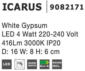 Aplica de perete LED cu iluminat ambiental gips alb ICARUS