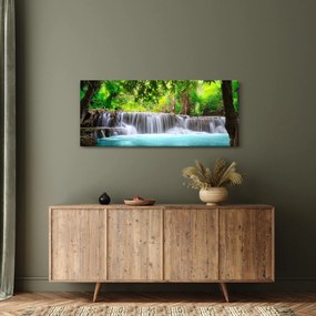 Tablou - Cascadă, turcoaz (120x50 cm)