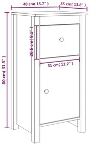 Servanta, gri, 40x35x80 cm, lemn masiv de pin 1, Gri, Noptiera