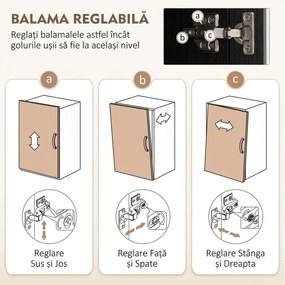 HOMCOM Dulap de bucătărie Slim cu 5 rafturi și spațiu interior reglabil, din lemn, 40x35x180 cm, negru | Aosom Romania