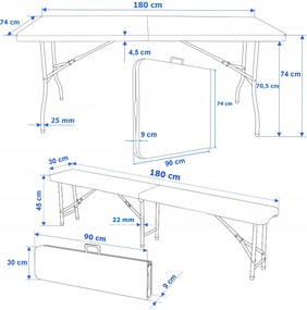 JAKS Set pliabil pentru bere 180 cm negru