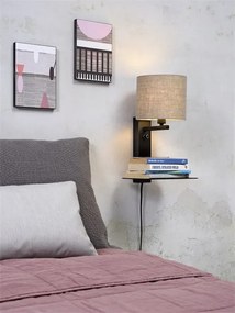 Aplica cu raft, mufa USB si abajur textil in Florence