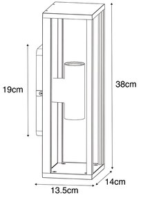 Lampă de perete inteligentă de exterior neagră cu sticlă canelată, incl. 2 Wifi A60 - Charlois