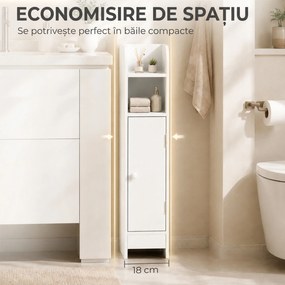 HOMCOM Dulap de Baie Îngust, Economisire de Spațiu, Alb | Aosom Romania