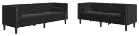 3209296 vidaXL Set canapele Chesterfield cu perne rulou 2 piese negru catifea