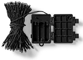 Nedis CLBO192 - LED șir Crăciun 192 LED/7 funcții/3xAA 14,9m IP44 alb cald