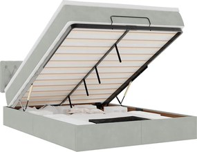vidaXL Cadru de pat otoman cu saltea Gri deschis 140x190cm catifea