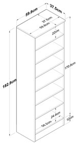 Șifonier alb/cu aspect de lemn de nuc 60x183 cm Theresa – Kalune Design