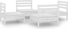 vidaXL Set mobilier de grădină, 4 piese, alb, lemn masiv de pin