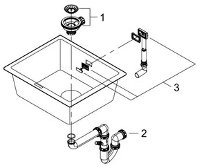 GROHE 31654AP0 - Chiuvetă K700U 533 × 457 mm, granit negru/negru