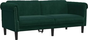 vidaXL Canapea cu 2 locuri, verde închis, catifea