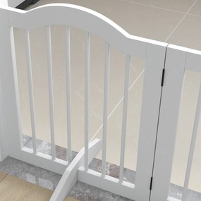 PawHut Barieră de Separare pentru Câini, 4 Panouri, pentru Scări, Holuri, Uși, MDF/Lemn Masiv, Alb | Aosom Romania