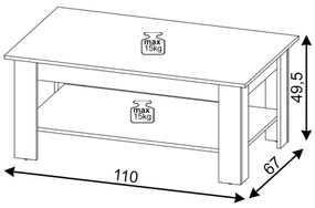 Masă de cafea COCO, stejar Artisan