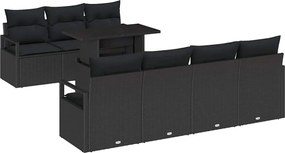 vidaXL Set de canapele pentru grădină cu pernă 8 pcs Negru Rattan poli