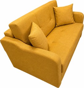 Canapea SAMY NEXT extensibila, 2 locuri, cu lada de depozitare, catifea plusata gri, cadru metalic, 152x100x92 cm Galben Ocru, stofa