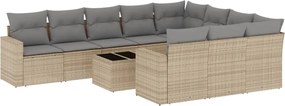 vidaXL Set canapele de grădină cu perne, 11 piese, bej, poliratan