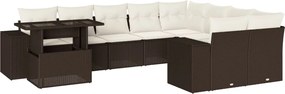 vidaXL Set canapele de grădină cu perne, 10 piese, maro, poliratan